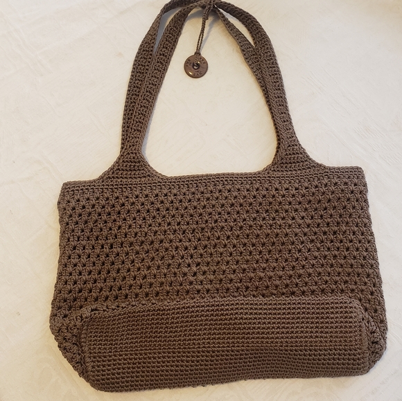 The Sak Crochet Shoulder/Hand Bag Dark Taupe Color - Picture 5 of 16